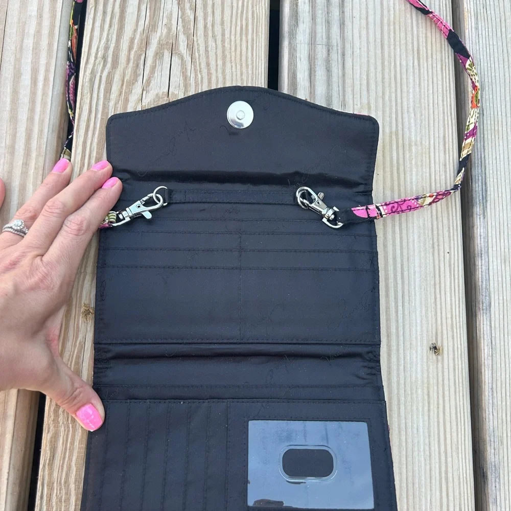 Vera Bradley Pirouette‎ Pink Removable Strap Crossbody Wallet Excellent Shape